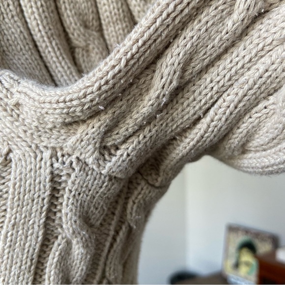 L.L. Bean Full Zip Cable Knit 100% Cotton Long Sleeve Cardigan Sweater Women's M - Picture 5 of 11